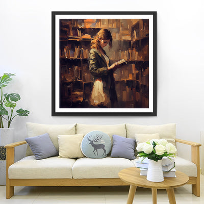 Woman in the Library Diamond Painting
