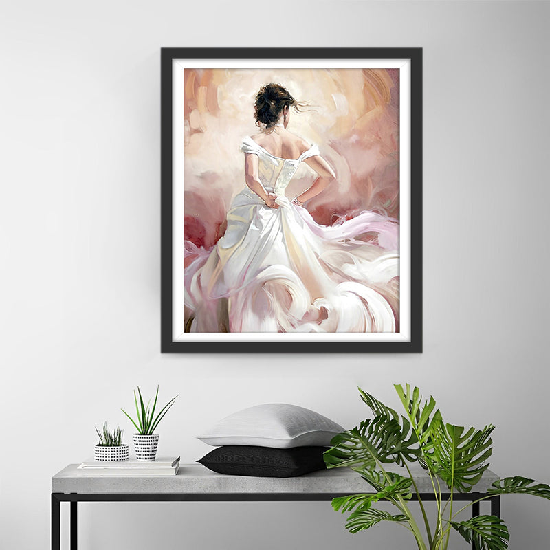 Woman in White Dress Diamond Painting