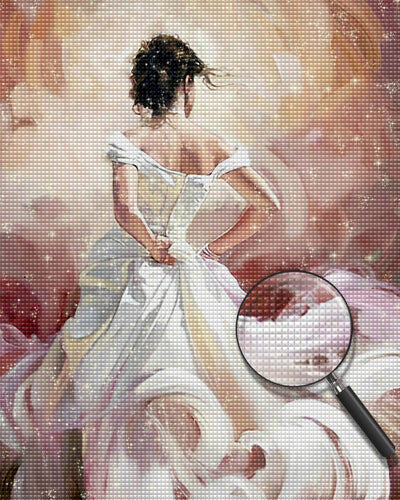 Woman in White Dress Diamond Painting