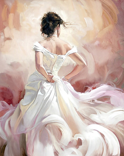 Woman in White Dress Diamond Painting