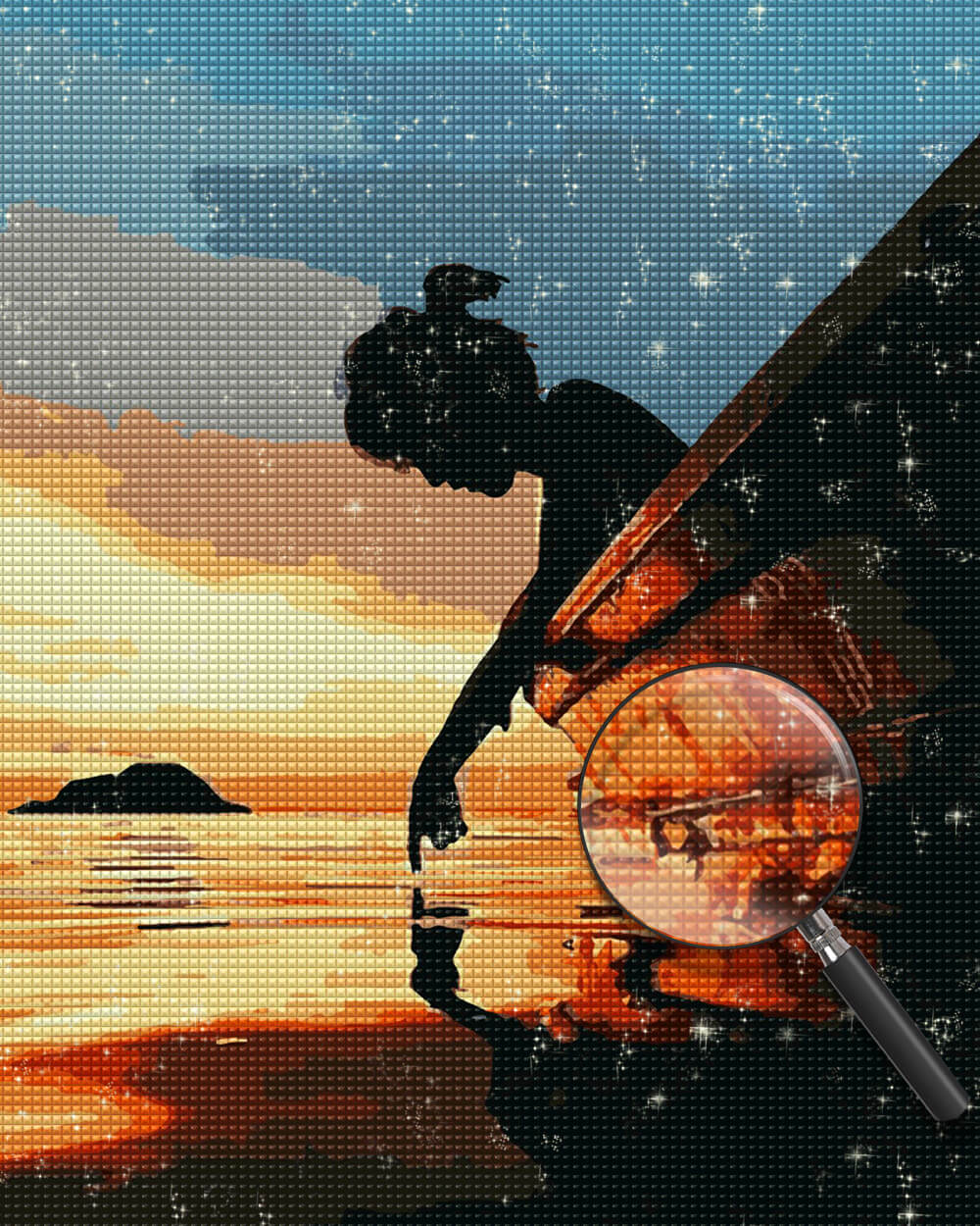 Woman on the Boat at Sunset Diamond Painting