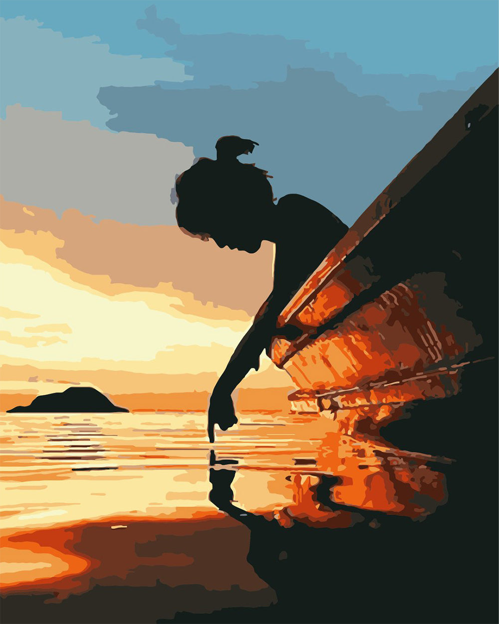 Woman on the Boat at Sunset Diamond Painting