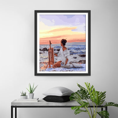 Woman Painting at the Seaside Diamond Painting