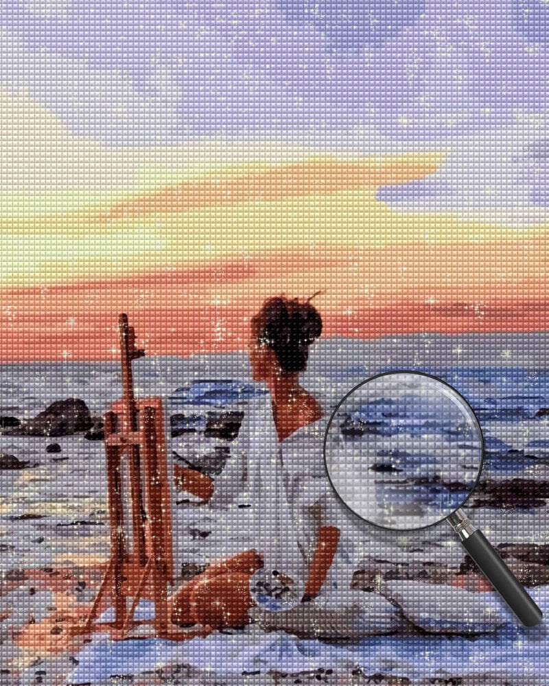 Woman Painting at the Seaside Diamond Painting
