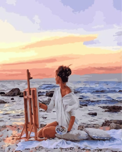 Woman Painting at the Seaside Diamond Painting