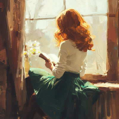 Woman Reading a Book on the Windowsill Diamond Painting DPYHF0221