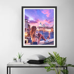 Woman Sitting on the Bridge Diamond Painting