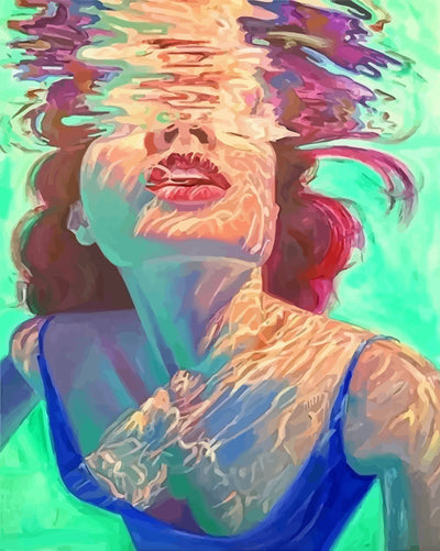 Woman Swimming in the Clear Water Diamond Painting