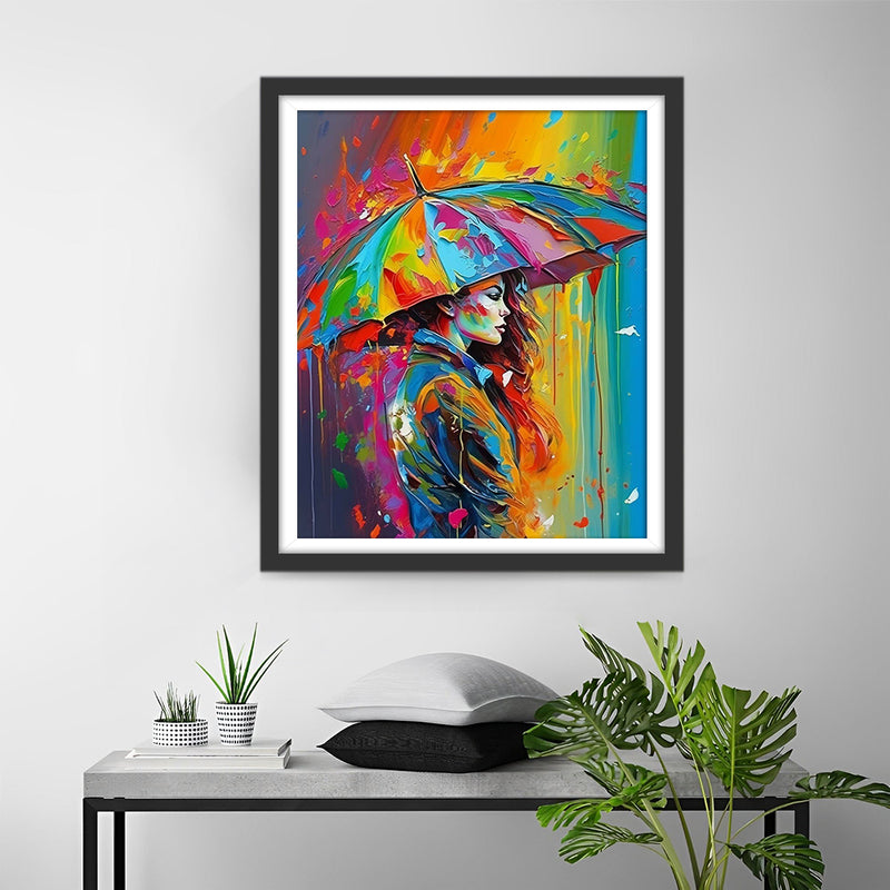 Woman with Colourful Umbrella Diamond Painting