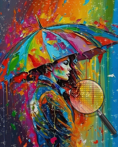 Woman with Colourful Umbrella Diamond Painting