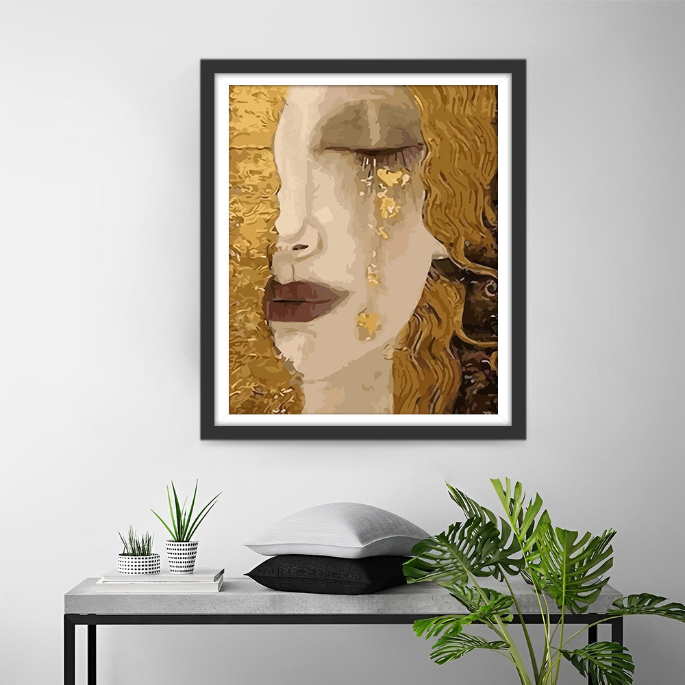 Woman with Golden Tears Diamond Painting
