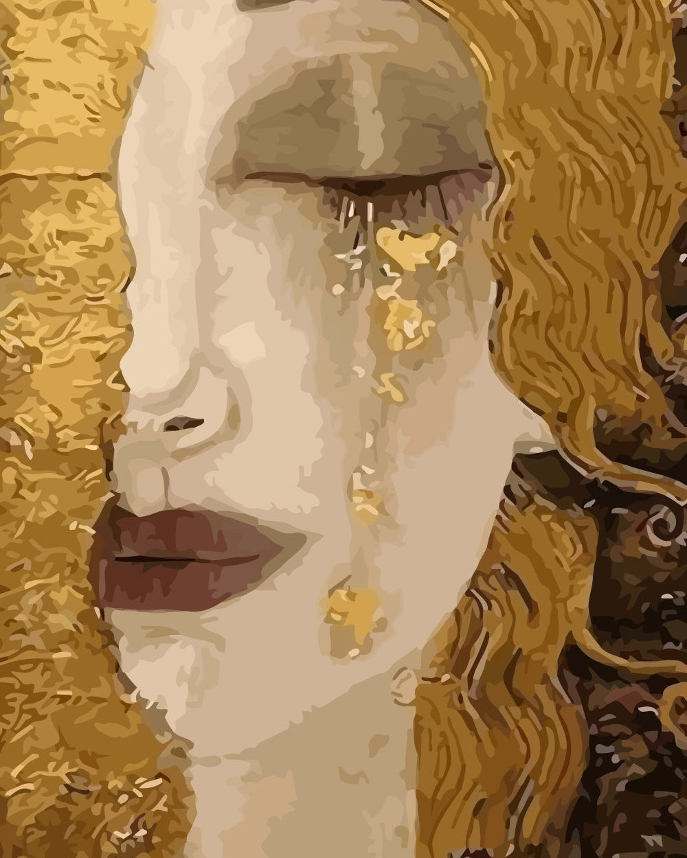Woman with Golden Tears Diamond Painting