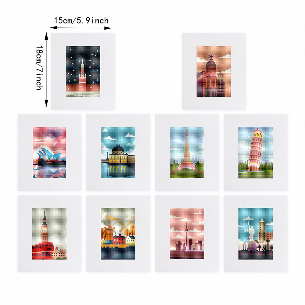 World Cities 10Pcs - Mini Diamond Painting Kit