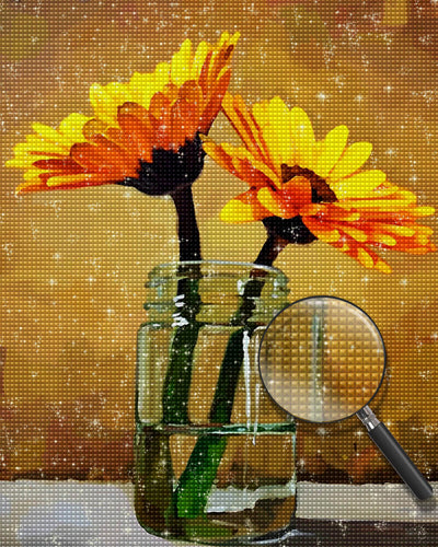 Yellow Dahlias in a Glass Diamond Painting