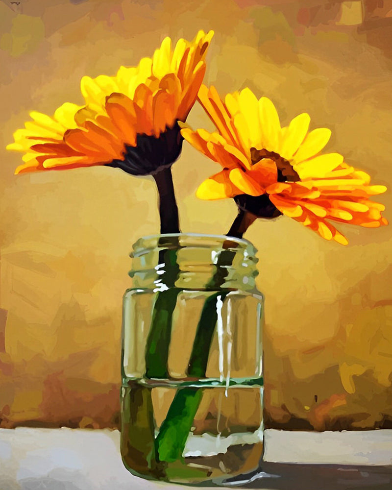 Yellow Dahlias in a Glass Diamond Painting