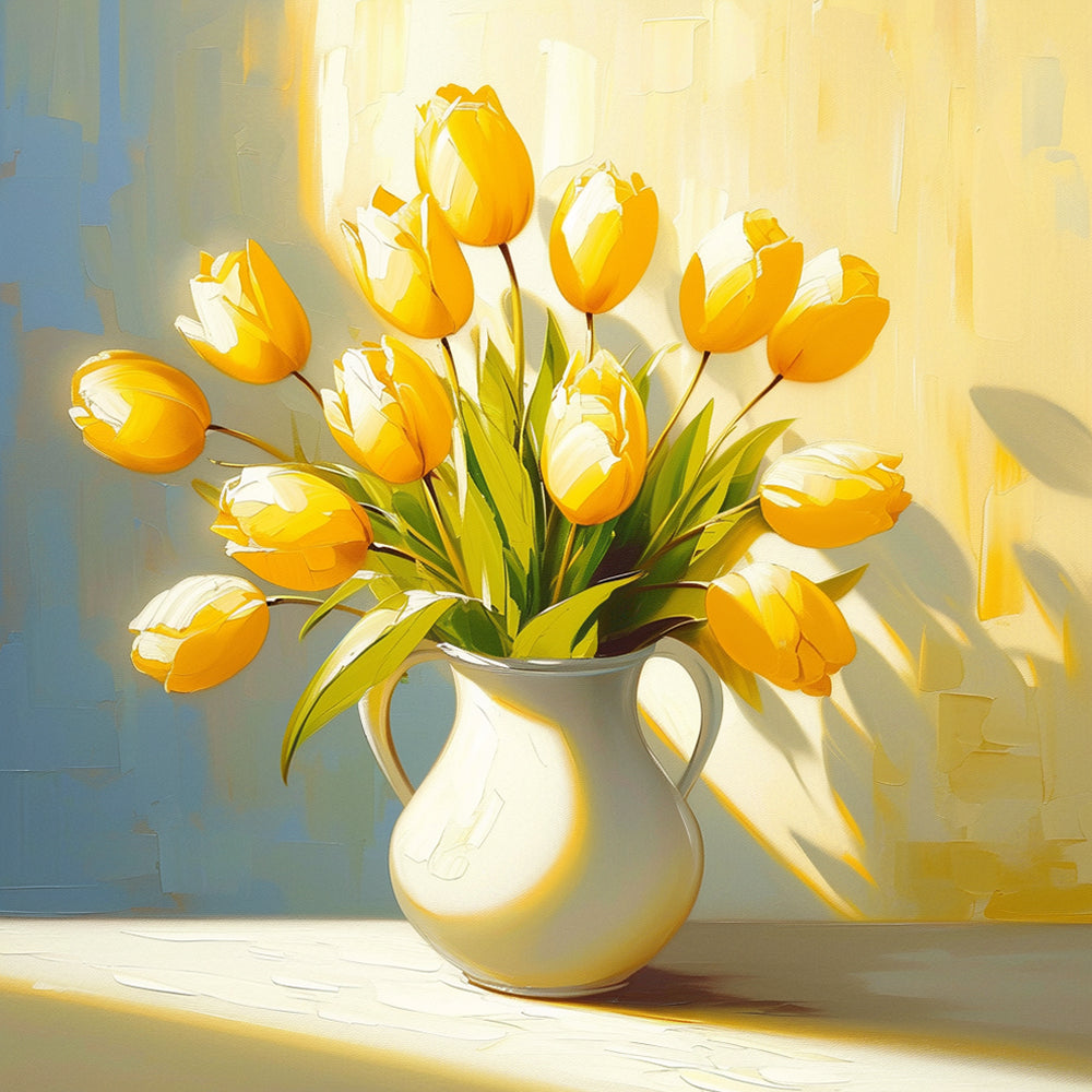 Yellow Tulips in a White Vase Diamond Painting