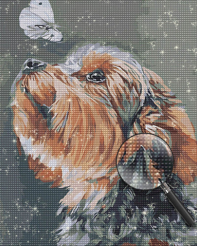 Yorkshire Terrier and White Butterfly Diamond Painting