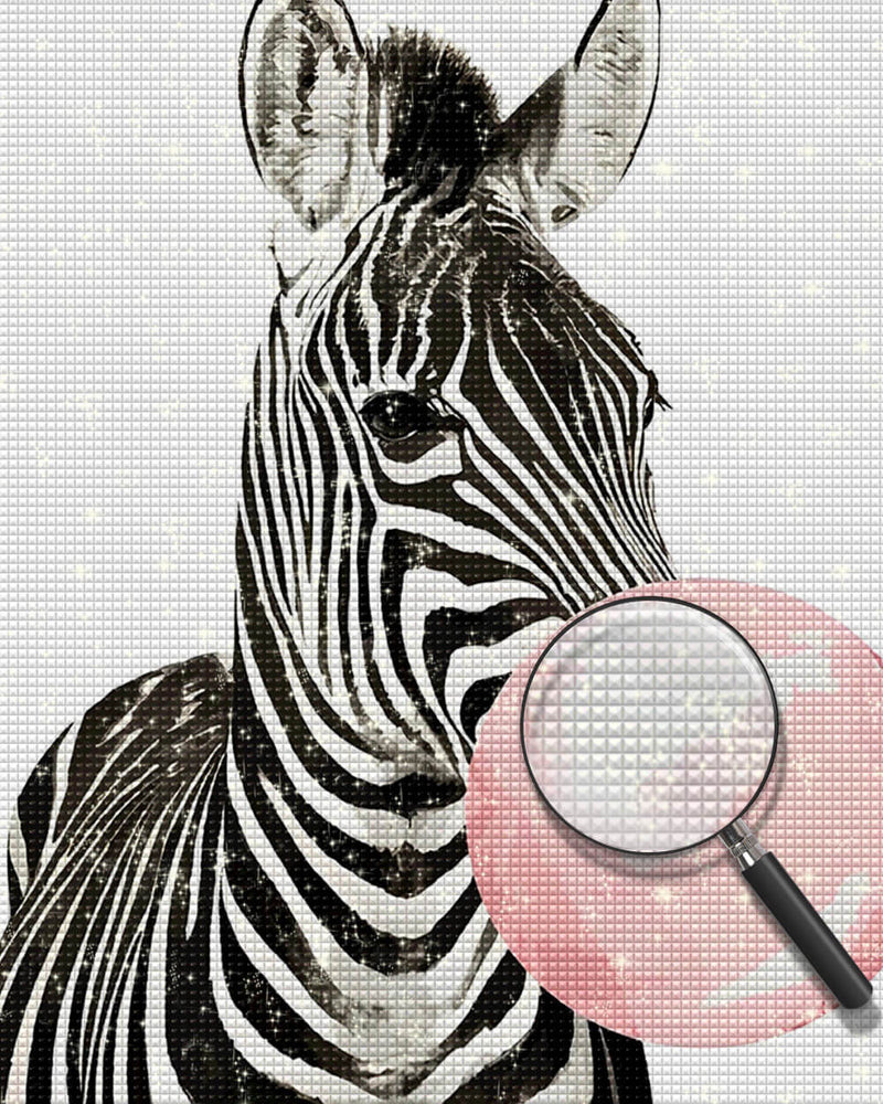 Zebra Blowing Pink Bubble Gum Diamond Painting