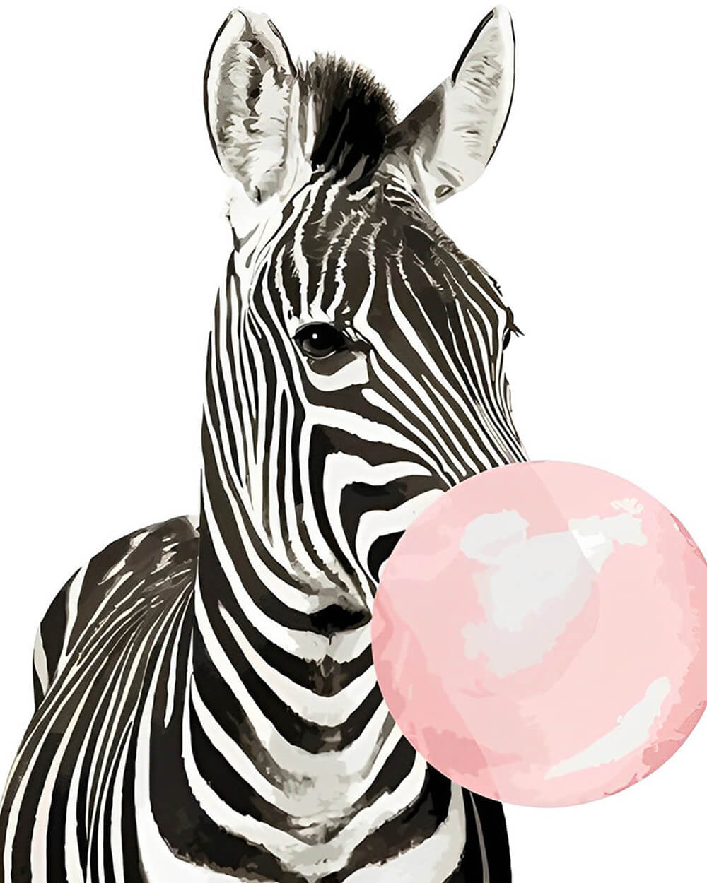 Zebra Blowing Pink Bubble Gum Diamond Painting