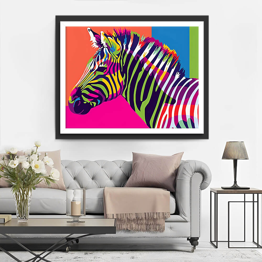 Zebra on a Colorful Background Diamond Painting