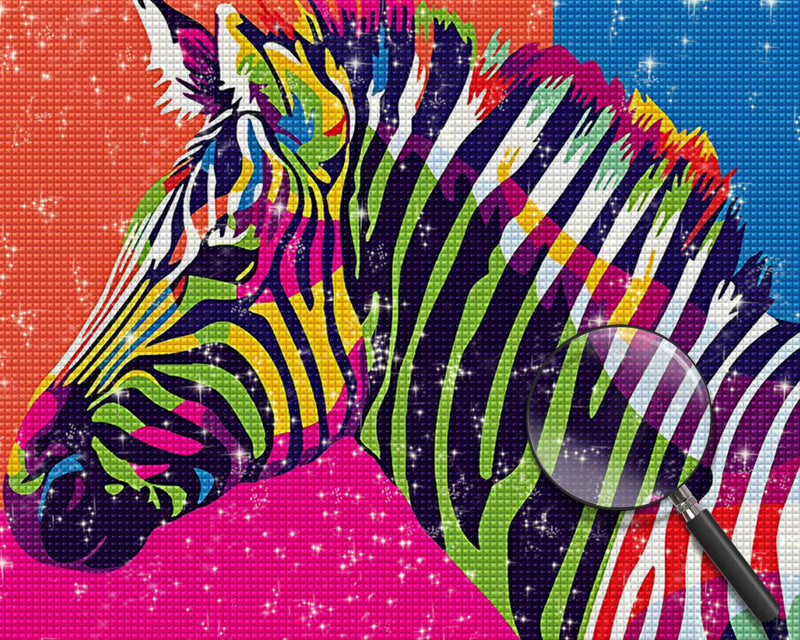 Zebra on a Colorful Background Diamond Painting