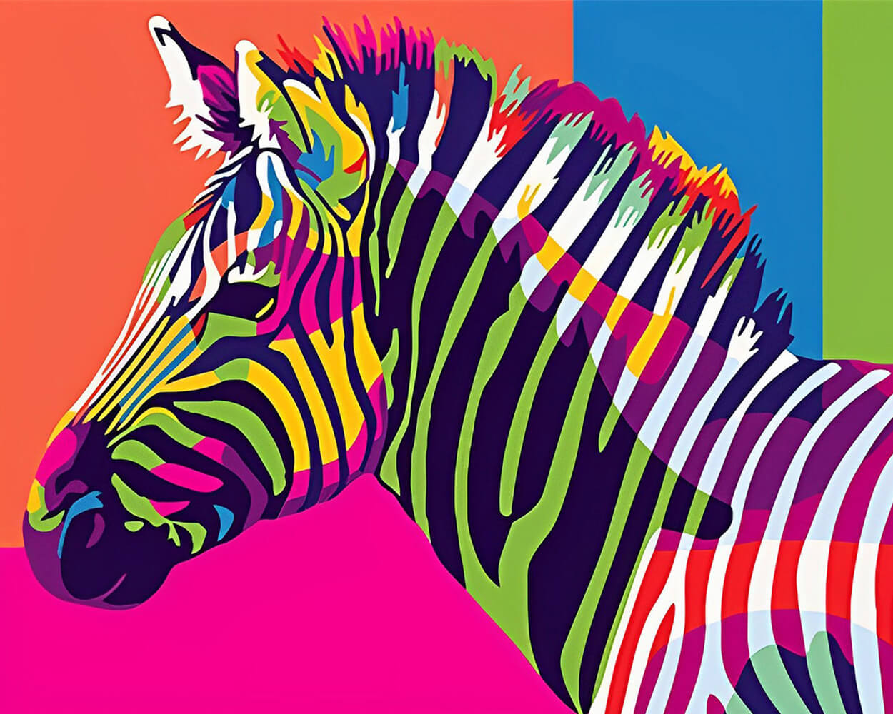 Zebra on a Colorful Background Diamond Painting