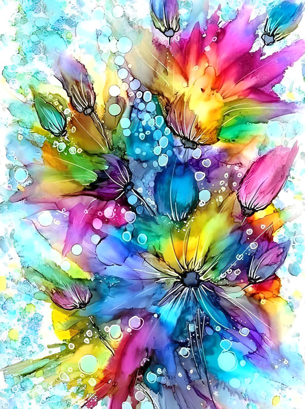 Multicolored Abstract Art Flowers Diamond Painting
