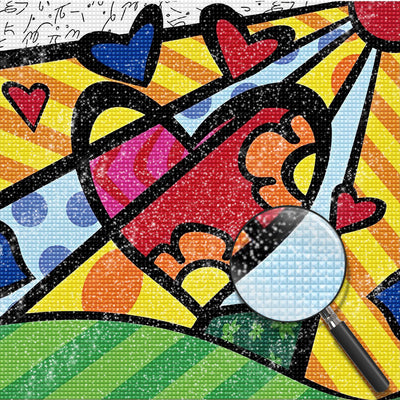 Heart and Sun Abstract Art Diamond Painting