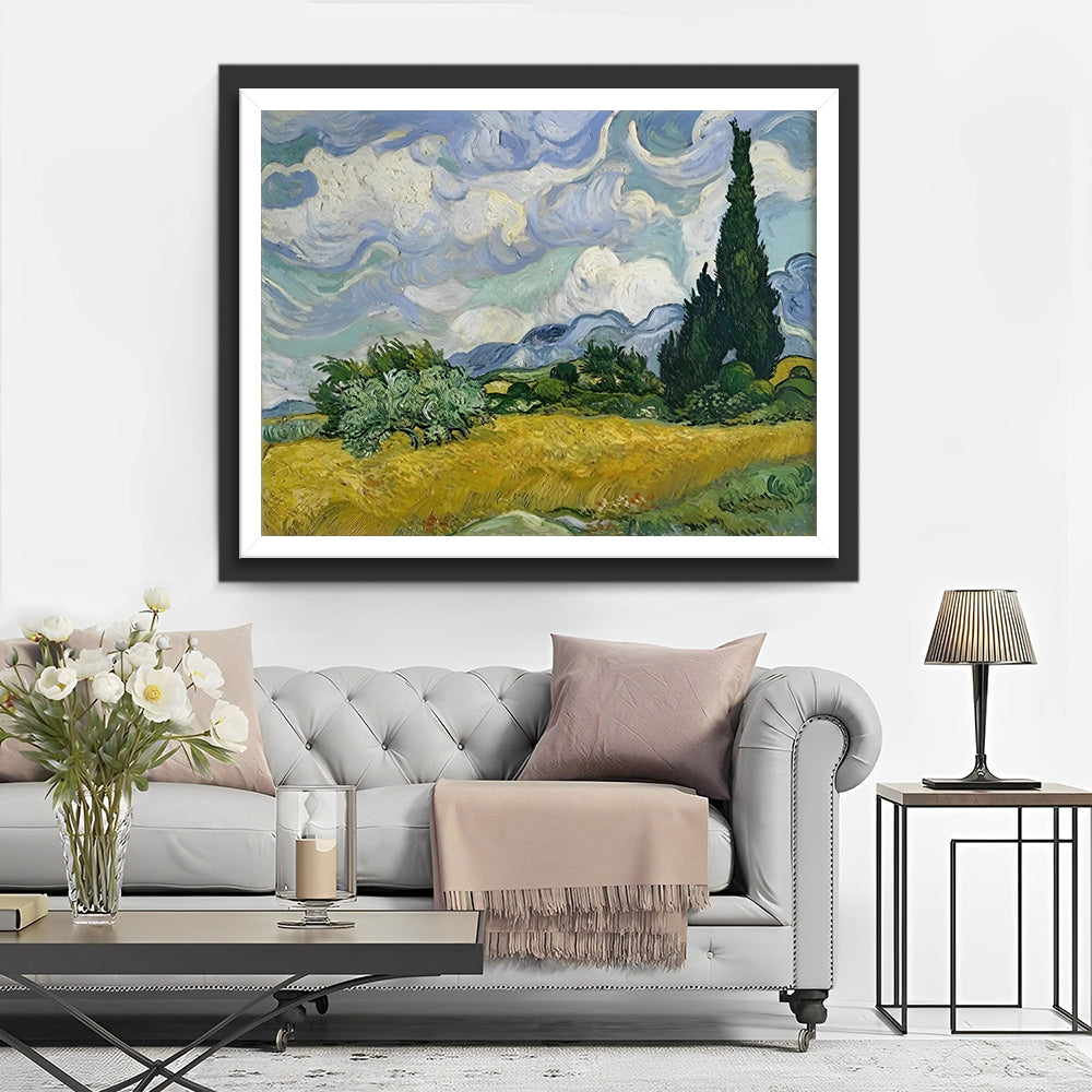 Wheat Field with Cypresses Diamond Painting