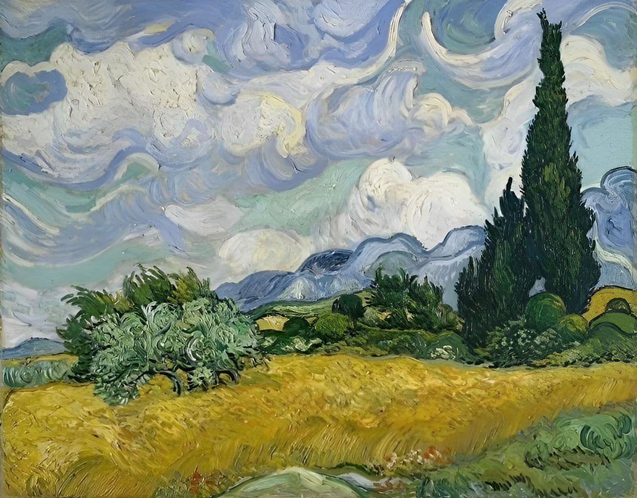 Wheat Field with Cypresses Diamond Painting