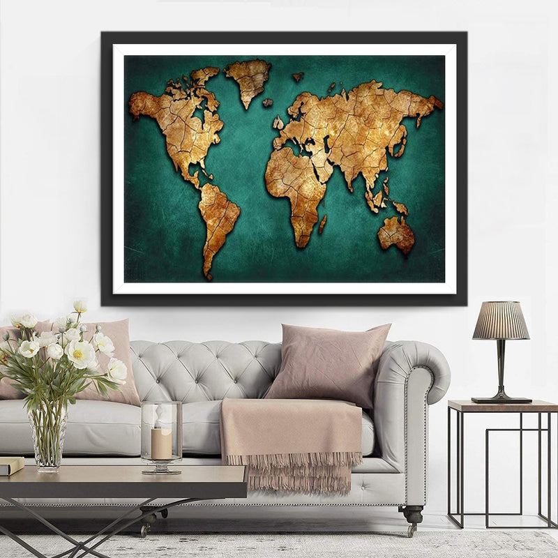 Kraft Paper World Map Diamond Painting