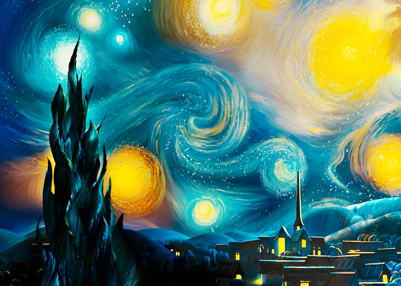 The Church and Starry Night Diamond Painting