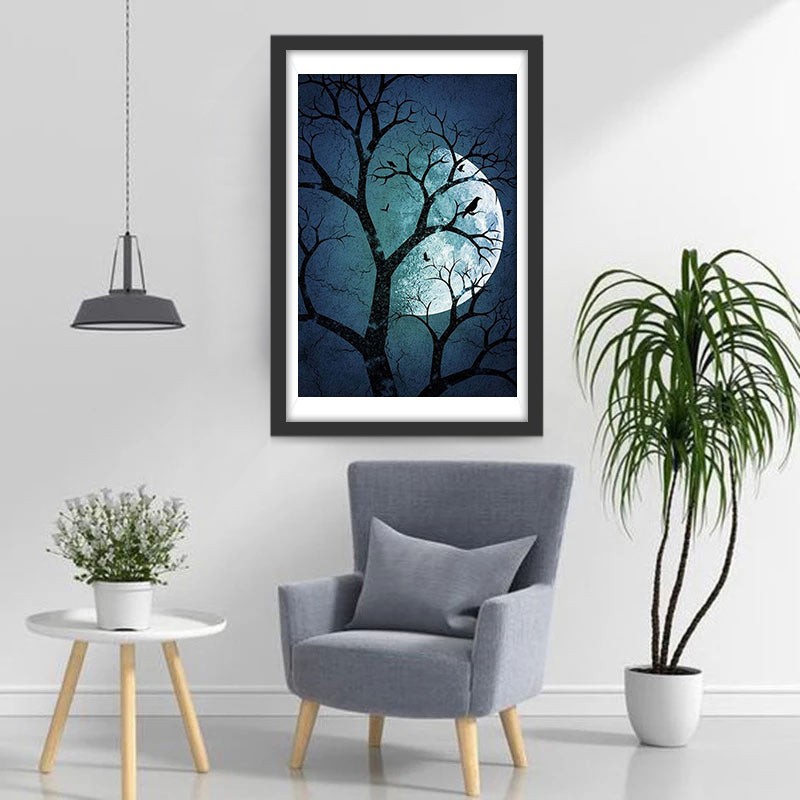 Dead Tree and Flying Bird Diamond Painting