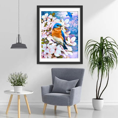 Blue Red and White Birds Flying Diamond Painting