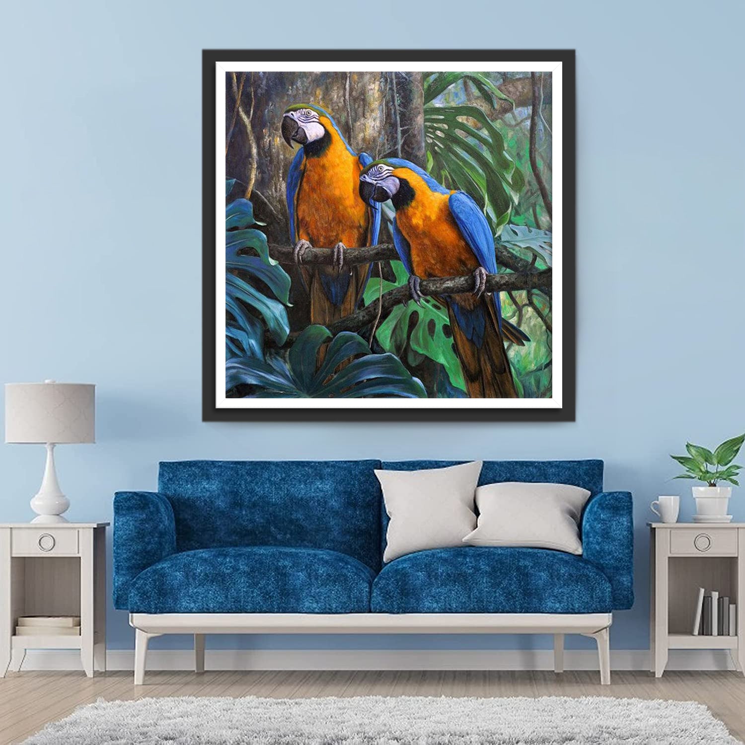 Curious Macaw Parrots Diamond Painting