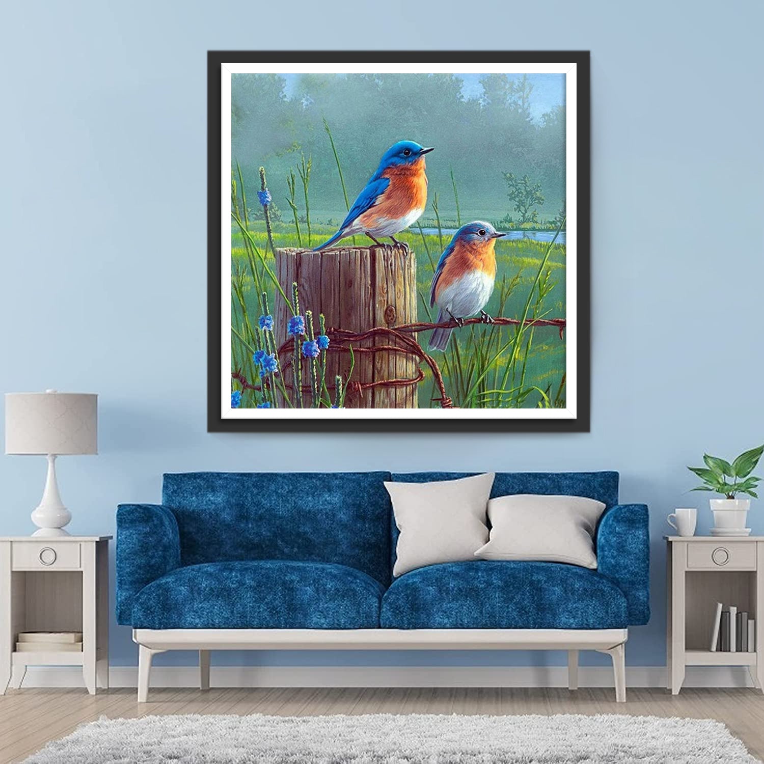 Two Cute Blue and Red Birds Diamond Painting
