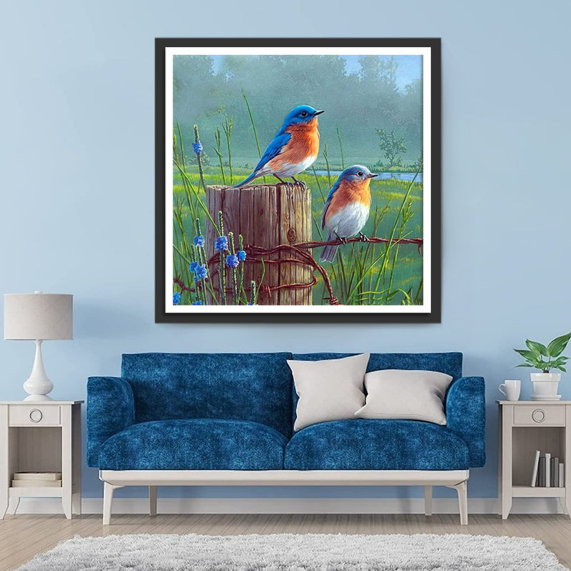 Two Cute Blue and Red Birds 5D DIY Diamond Painting Kits