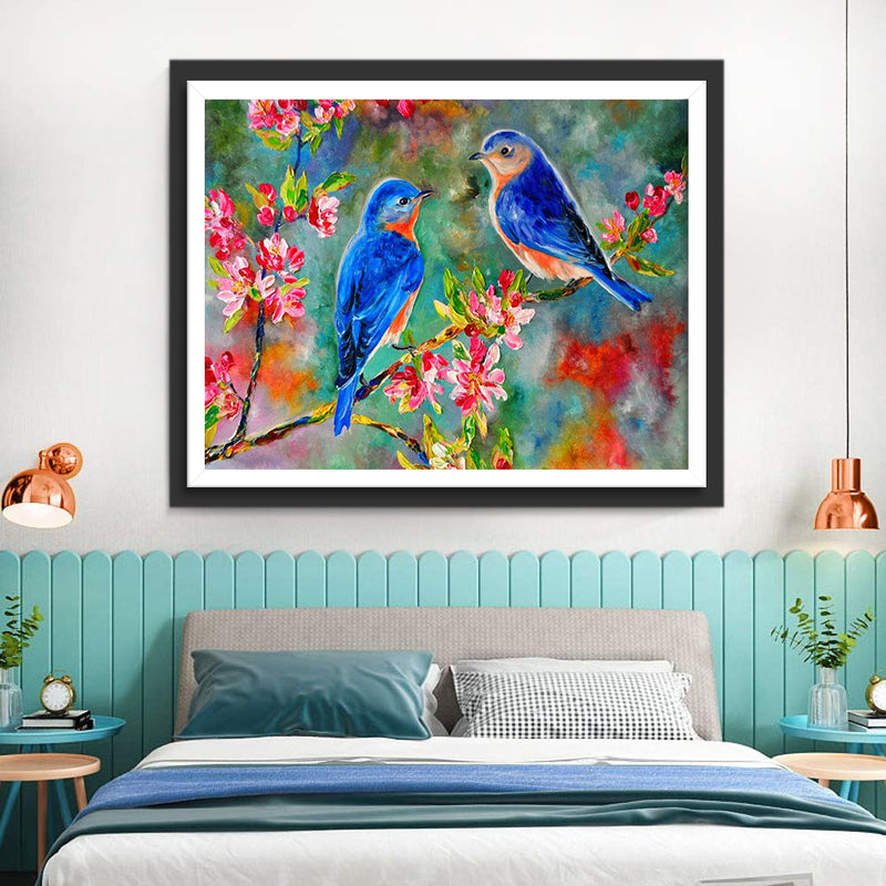 Two Blue Birds on the Branch 5D DIY Diamond Painting Kits