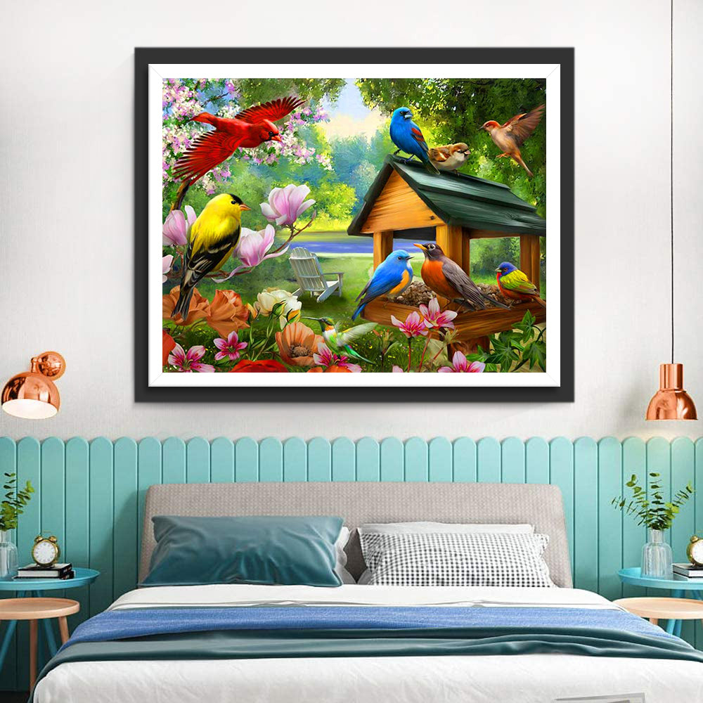 Colorful Spring Birds Diamond Painting