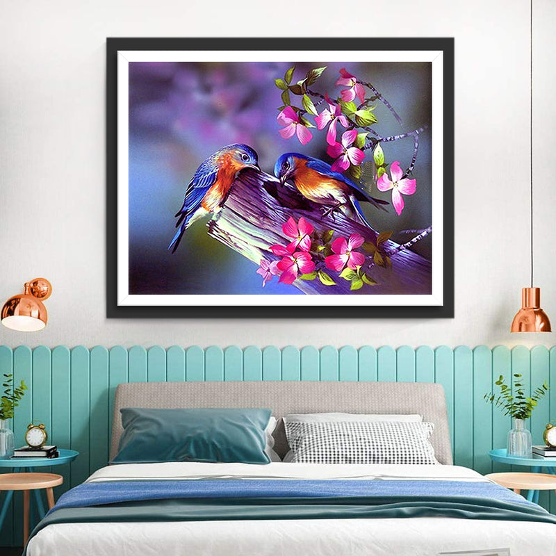 Two Birds and Small Pink Flowers 5D DIY Diamond Painting Kits