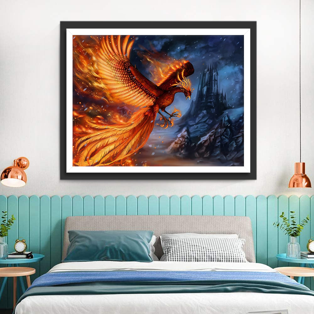 Fire Phoenix and the Castle Diamond Painting