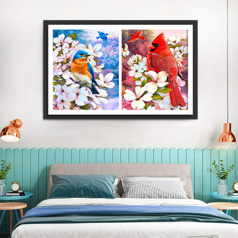 Blue Bird and Red Bird Diamond Painting