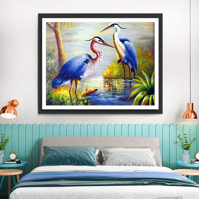 Birds with Blue Feathers and Long Legs and Necks 5D DIY Diamond Painting Kits