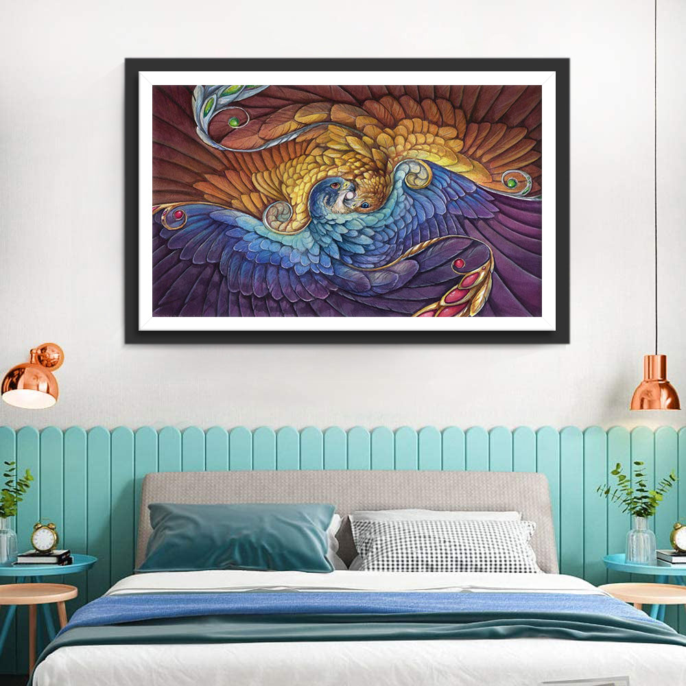 Blue Phoenix and Golden Phoenix Diamond Painting
