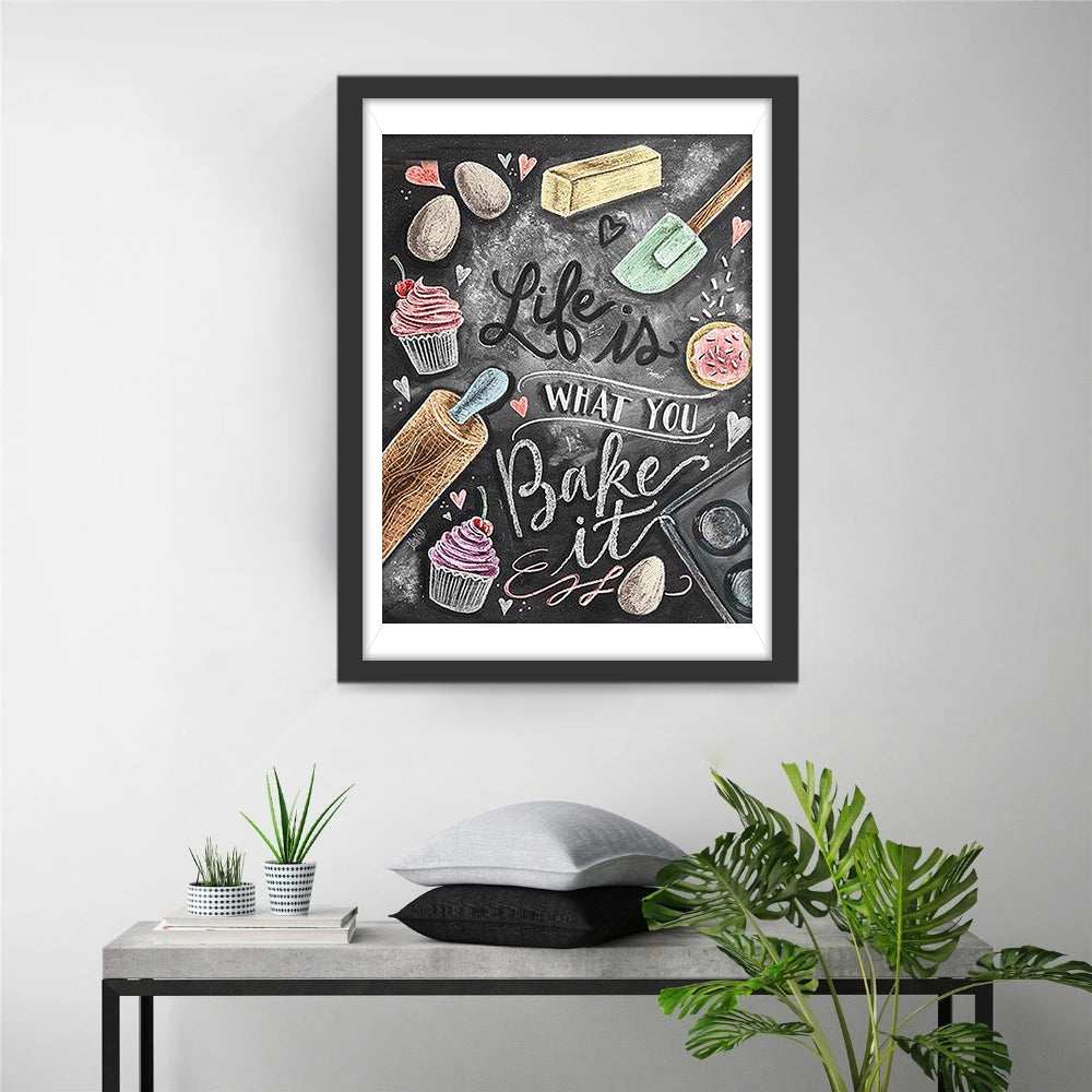 Blackboard Life is What You Bake It Diamond Painting