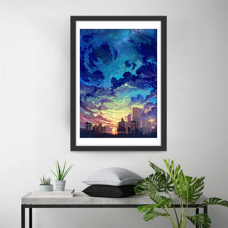 The City and the Curled Clouds Diamond Painting