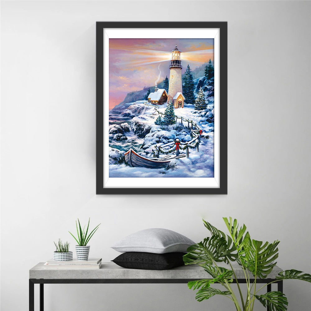 Lighthouse in the snow Diamond Painting
