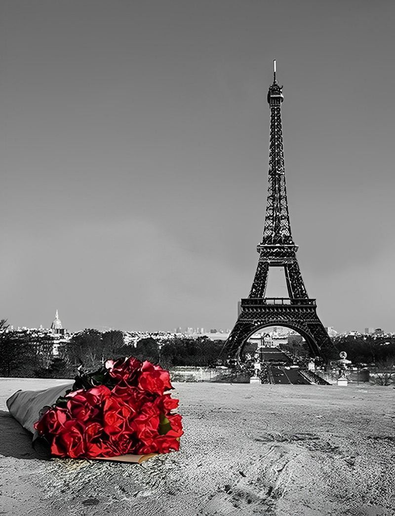 Bouquet of Red Roses and Eiffel Tower 5D DIY Diamond Painting Kits