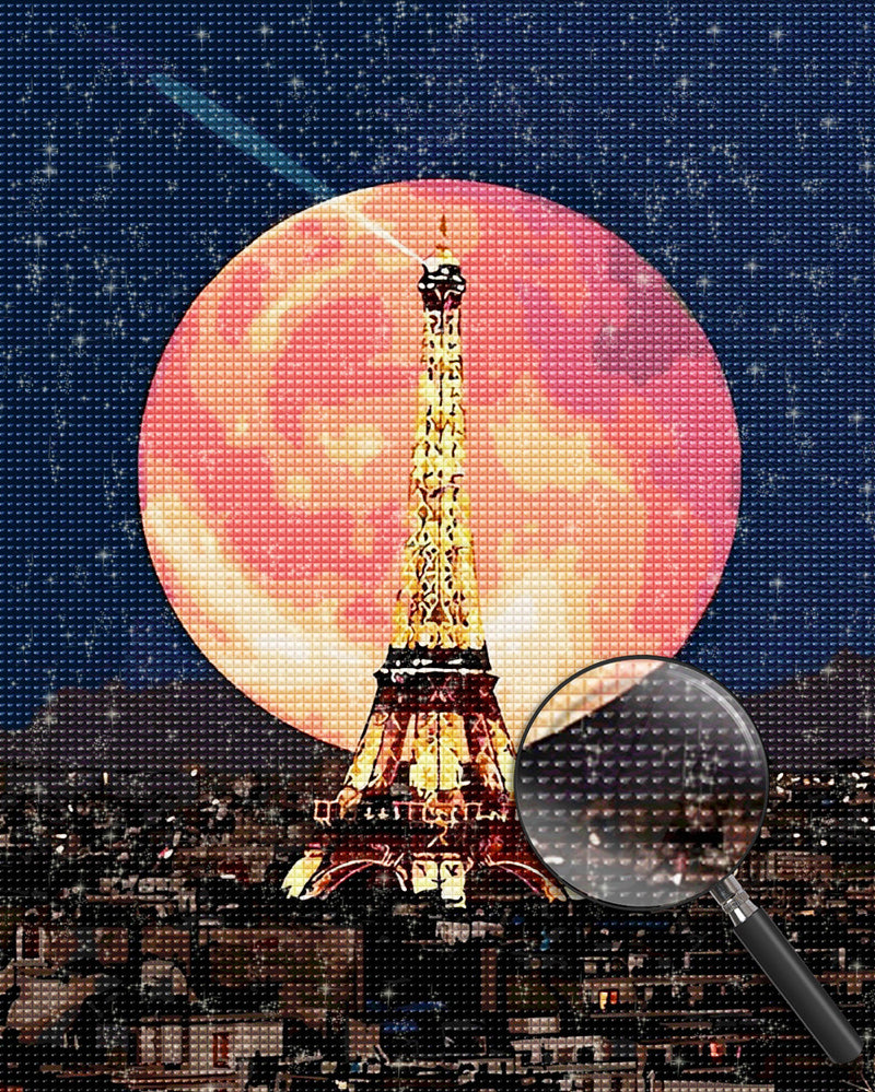 Eiffel Tower and the Red Moon 5D DIY Diamond Painting Kits