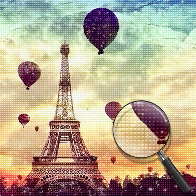 Eiffel Tower and Hot Air Balloons Diamond Painting